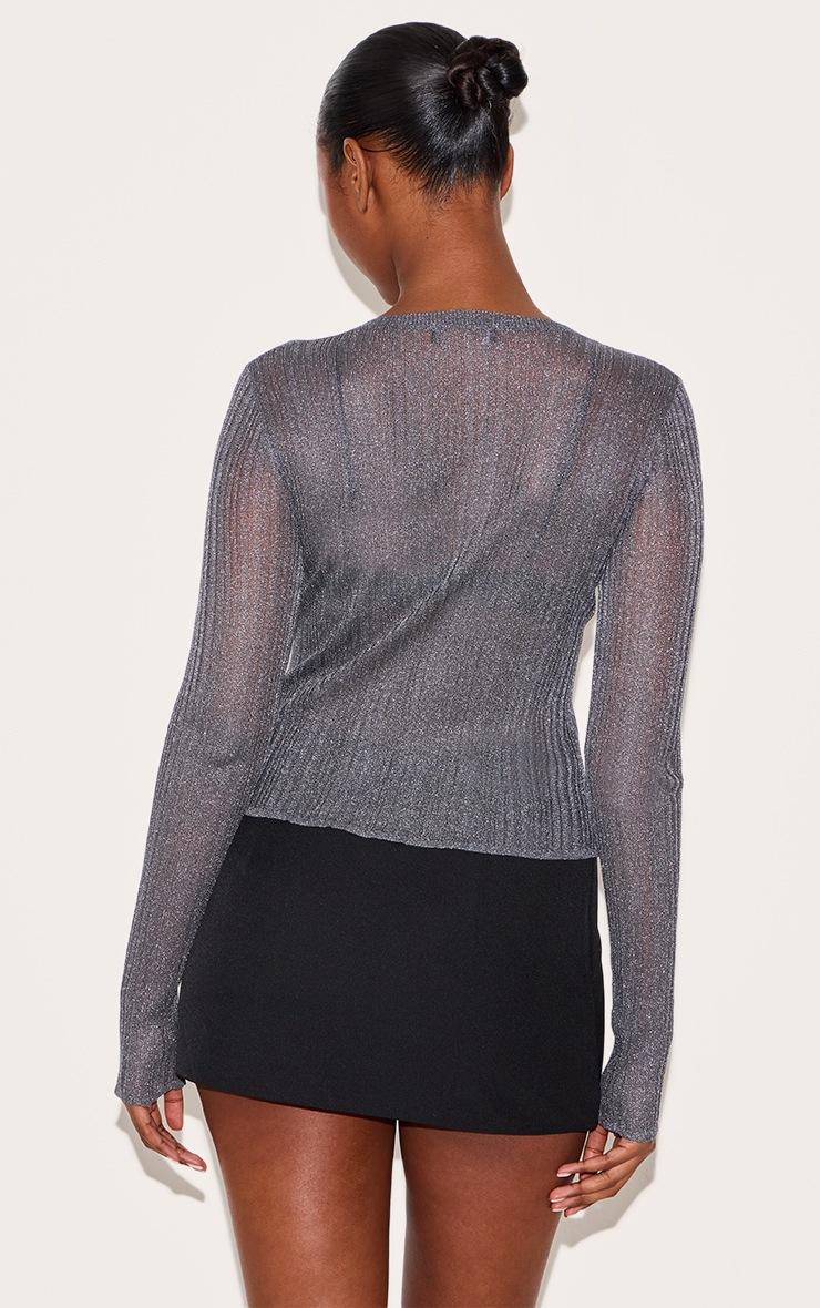 Pretty Little Thing Charcoal Grey Sheer Knit Cardigan Grey