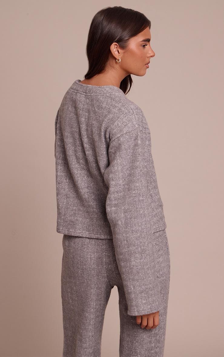 Pretty Little Thing Charcoal Grey Soft Brushed Chunky Rib Boxy Cardigan