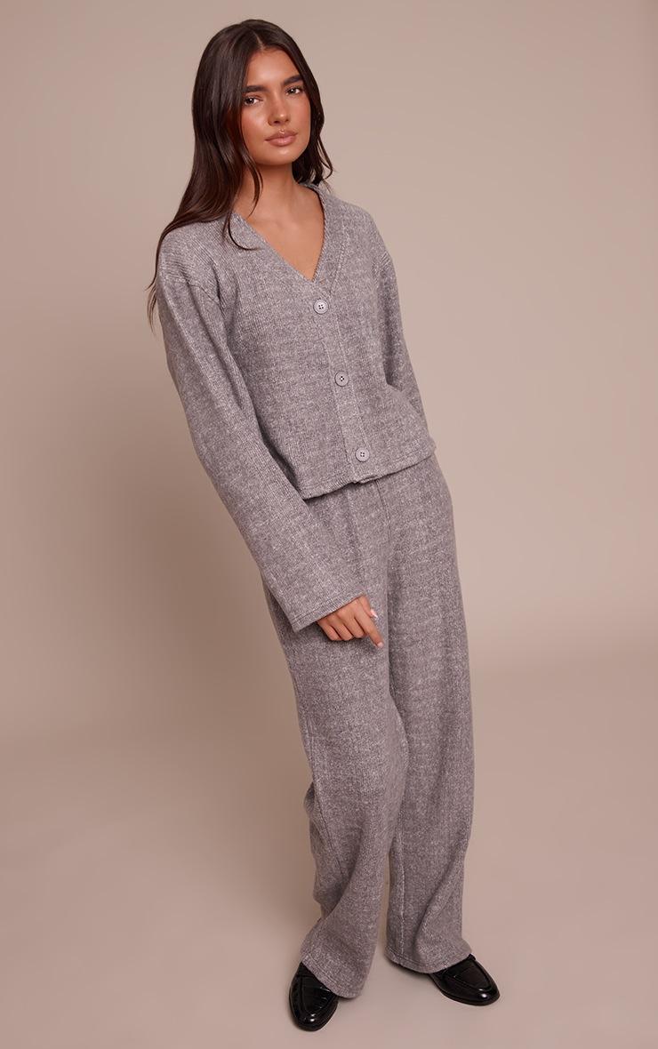 Pretty Little Thing Charcoal Grey Soft Brushed Chunky Rib Boxy Cardigan