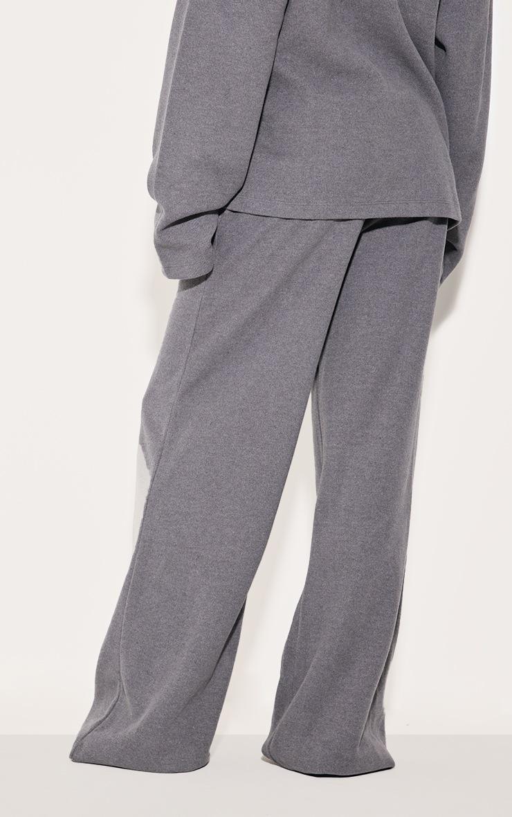Pretty Little Thing Charcoal Heavy Brushed Rib Slouchy Wide Leg Pants