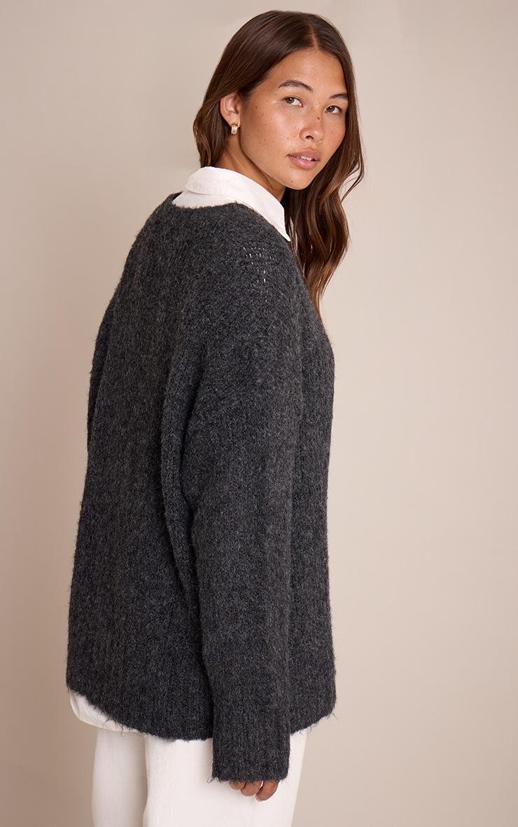 Pretty Little Thing Charcoal Rib Detail Oversized Sweater