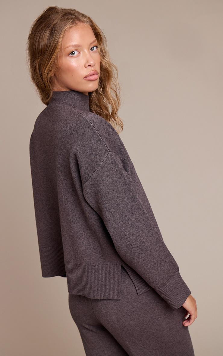 Pretty Little Thing Charcoal Seam Detail Oversized Knitted Sweater