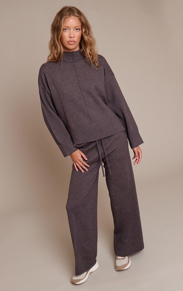 Pretty Little Thing Charcoal Seam Detail Oversized Knitted Sweater