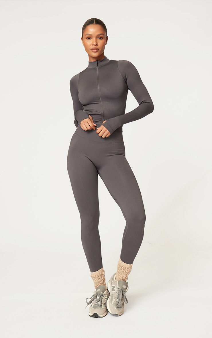 Pretty Little Thing Charcoal Seamless High Waist Gym Leggings