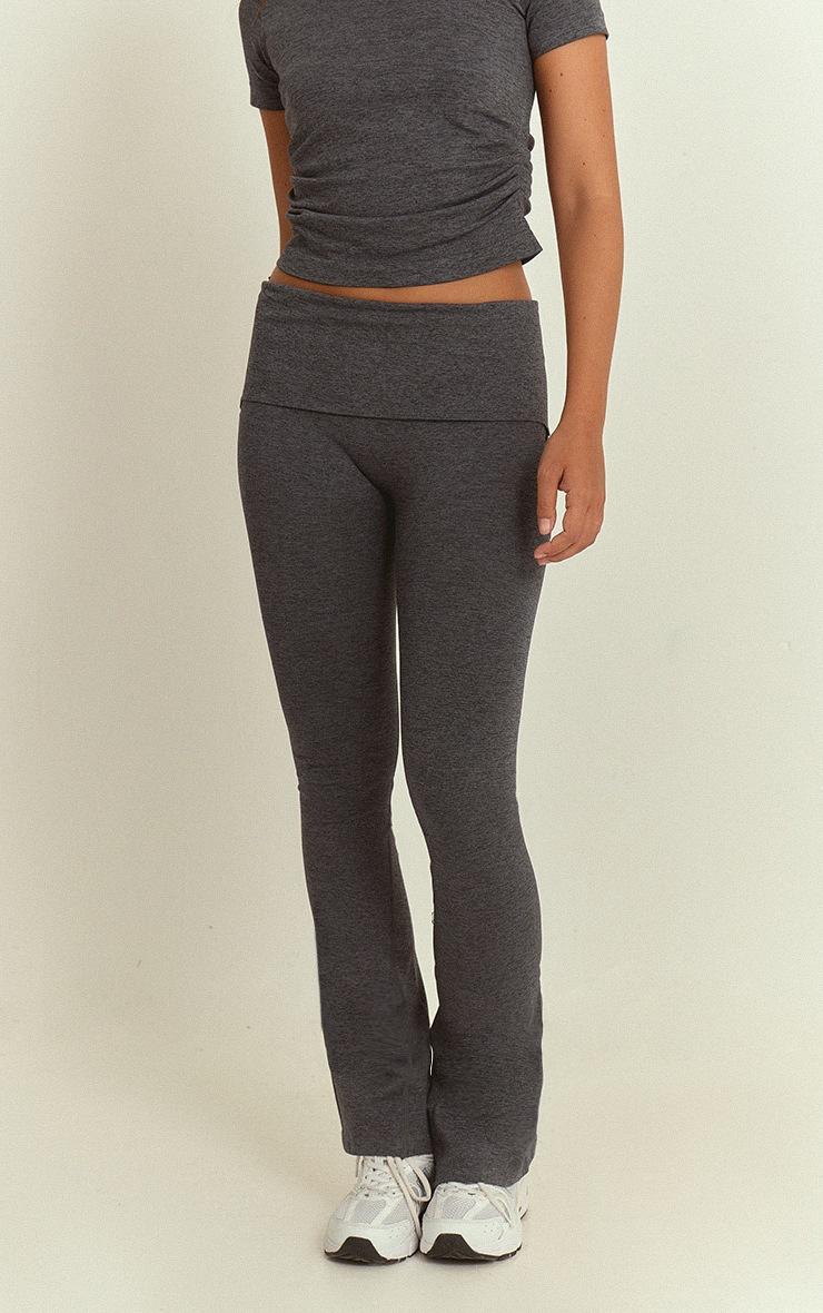 Pretty Little Thing Charcoal Seamless Marl Foldover Yoga Pant