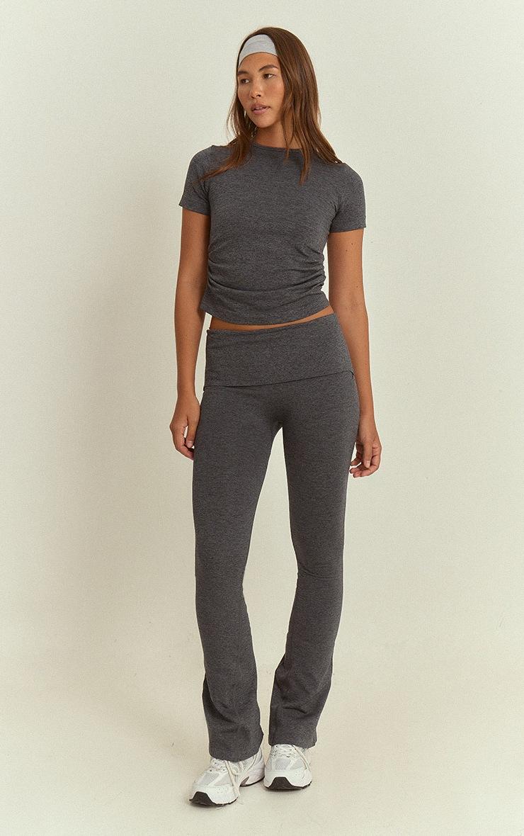 Pretty Little Thing Charcoal Seamless Marl Foldover Yoga Pant
