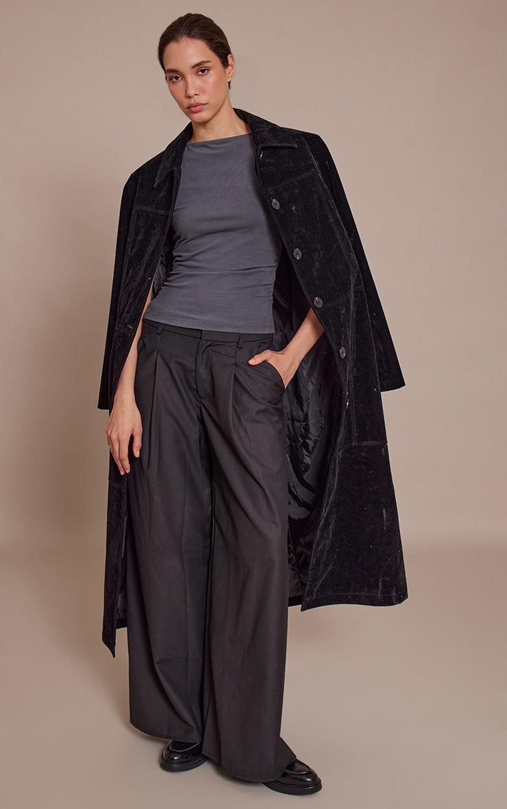 Pretty Little Thing Charcoal Soft Cotton Ruched Side Sleeveless Top