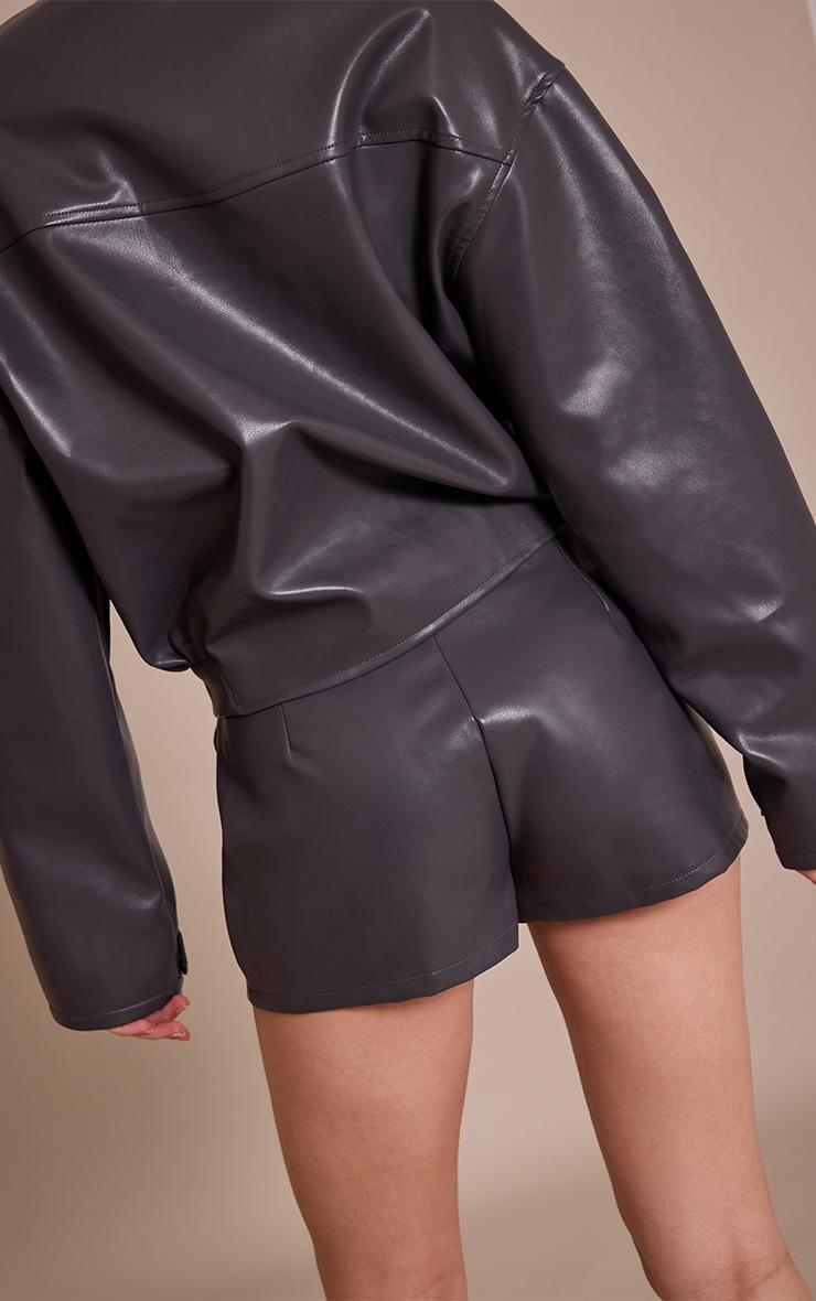 Pretty Little Thing Charcoal Soft Faux Leather Tailored Short