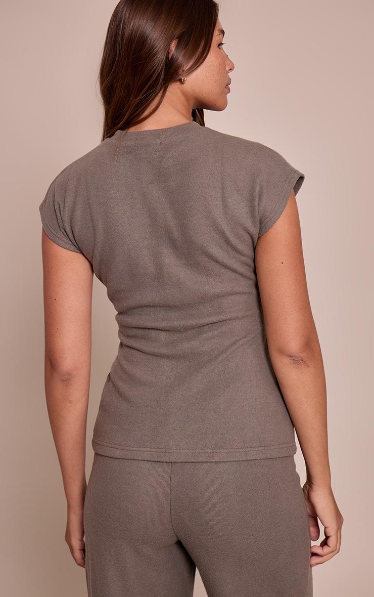 Pretty Little Thing Charcoal Soft Touch Cinch Waist Top