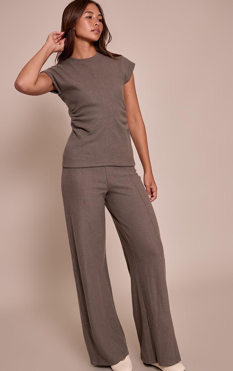 Pretty Little Thing Charcoal Soft Touch Cinch Waist Top