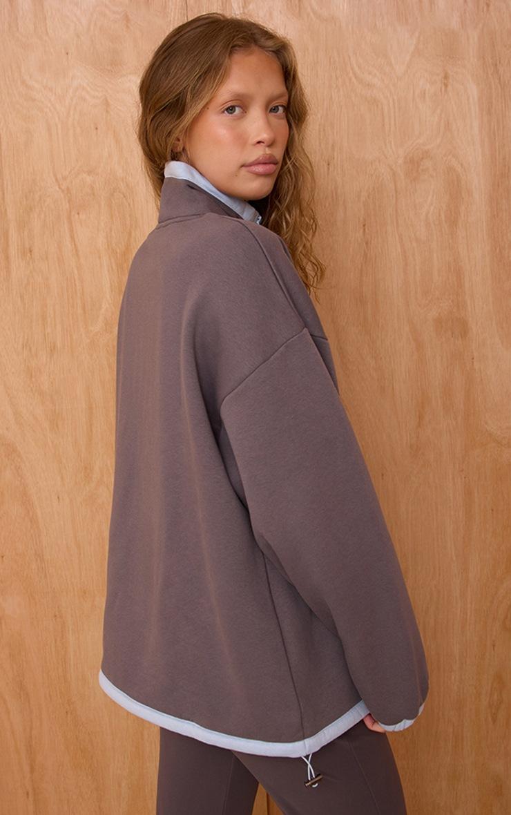 Pretty Little Thing Charcoal Sporty Club Embroidered Quarter Zip Sweatshirt