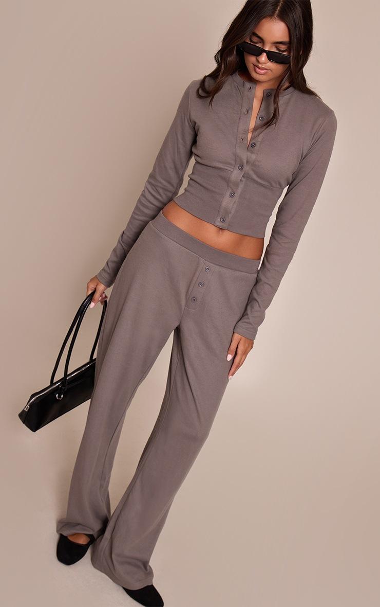 Pretty Little Thing Charcoal Super Soft Wide Leg Pants