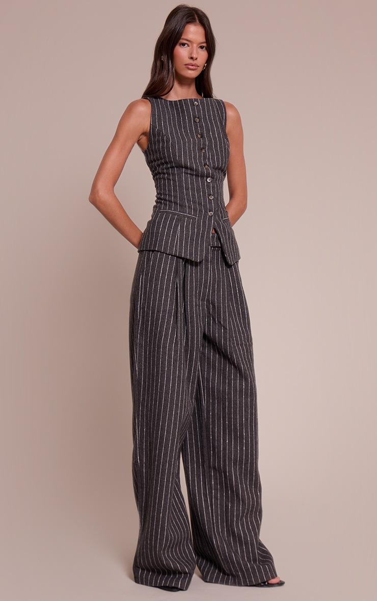 Pretty Little Thing Charcoal Tailored Brushed Woven Vest