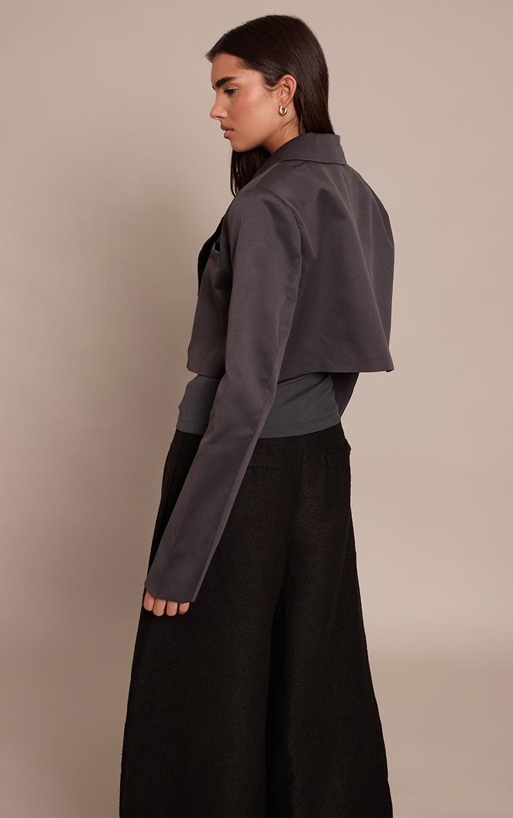 Pretty Little Thing Charcoal Tailored Cropped Blazer