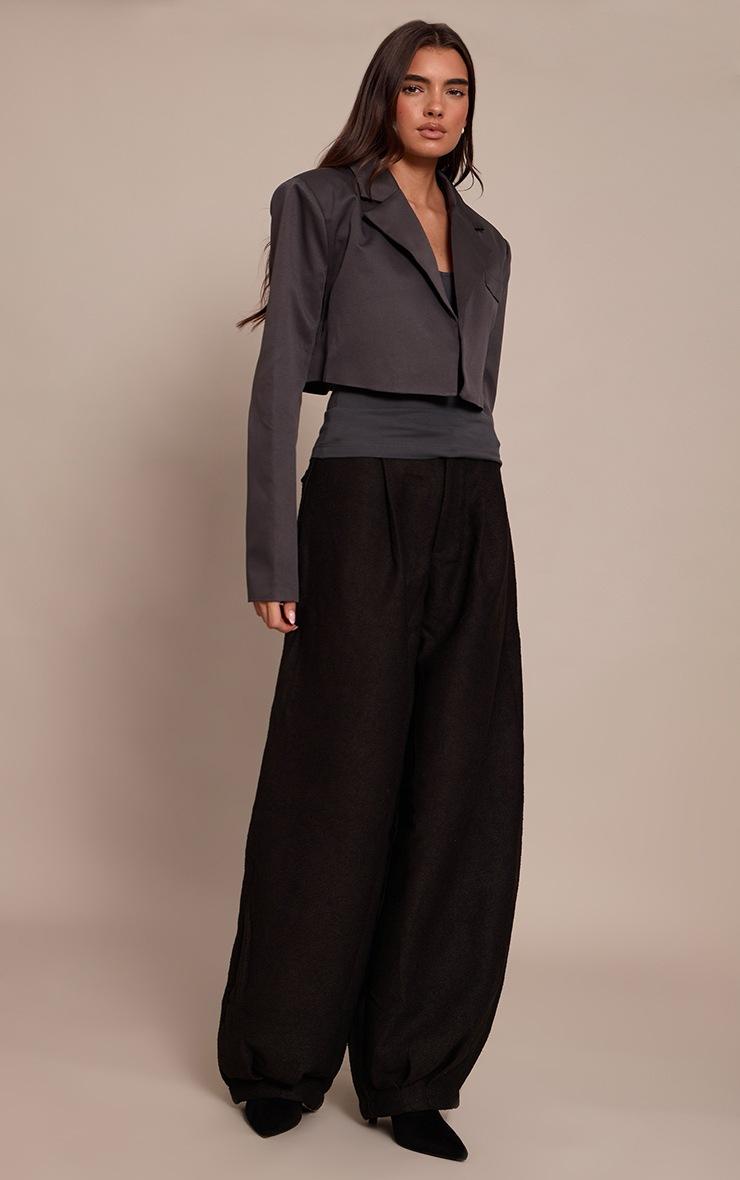 Pretty Little Thing Charcoal Tailored Cropped Blazer