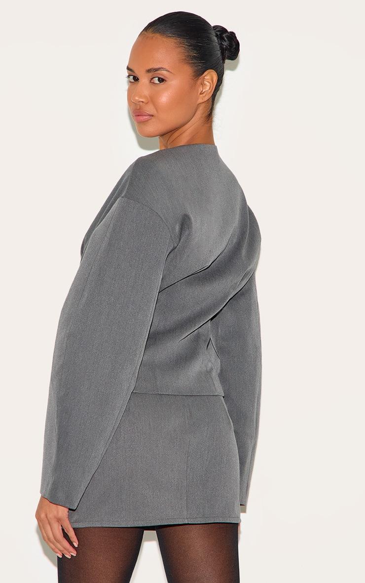 Pretty Little Thing Charcoal Tailored Woven Boxy Balloon Sleeve Blazer