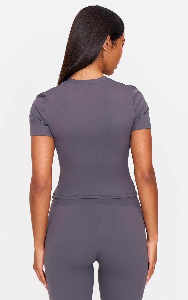 Pretty Little Thing Charcoal Ultimate Sculpt Longline Short Sleeve Gym Top