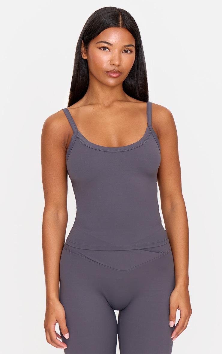 Pretty Little Thing Charcoal Ultimate Sculpt Strappy Gym Vest