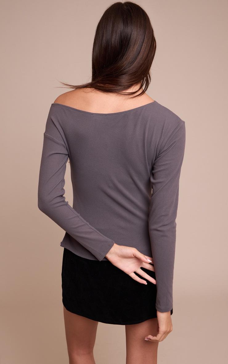 Pretty Little Thing Charcoal Ultra Soft Asymmetric Long Sleeve Top