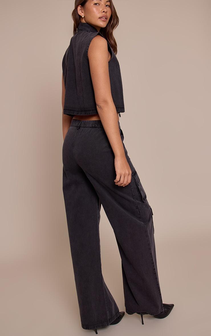 Pretty Little Thing Charcoal Washed Pocket Detail Pants