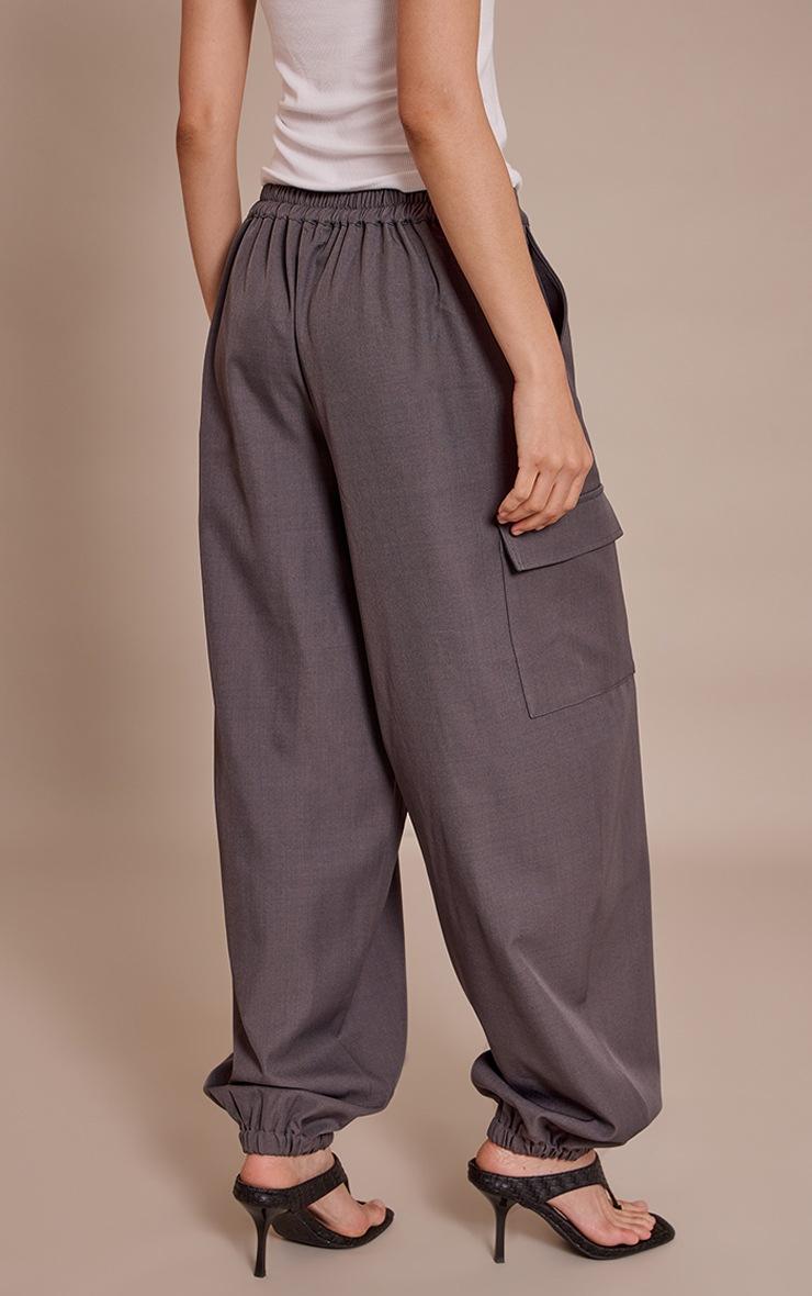 Pretty Little Thing Charcoal Woven Elasticated Hem Cargos