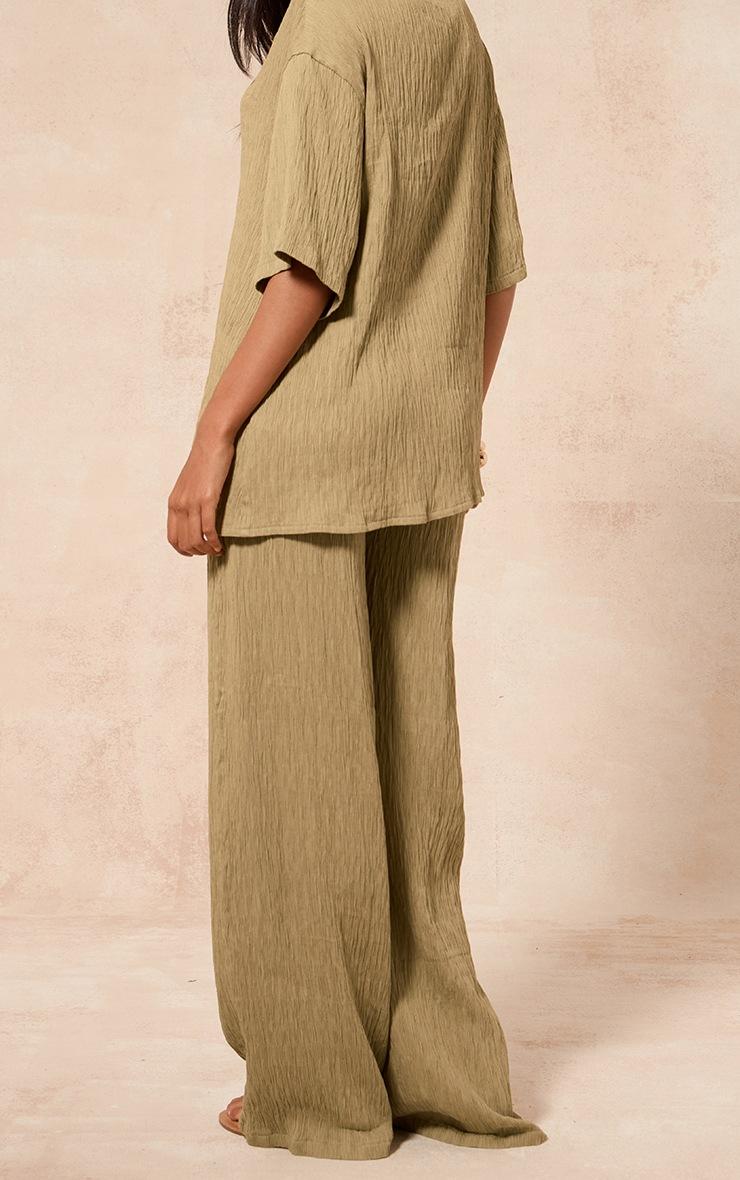 Pretty Little Thing Chartreuse Textured Woven Drawstring Wide Leg Pant