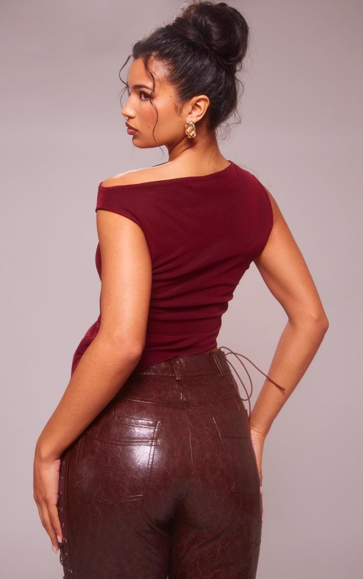 Pretty Little Thing Cherry Red Asymmetric Neck Mesh Top