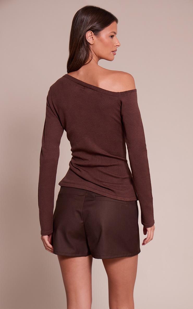 Pretty Little Thing Chocolate Asymmetric Knitted Top