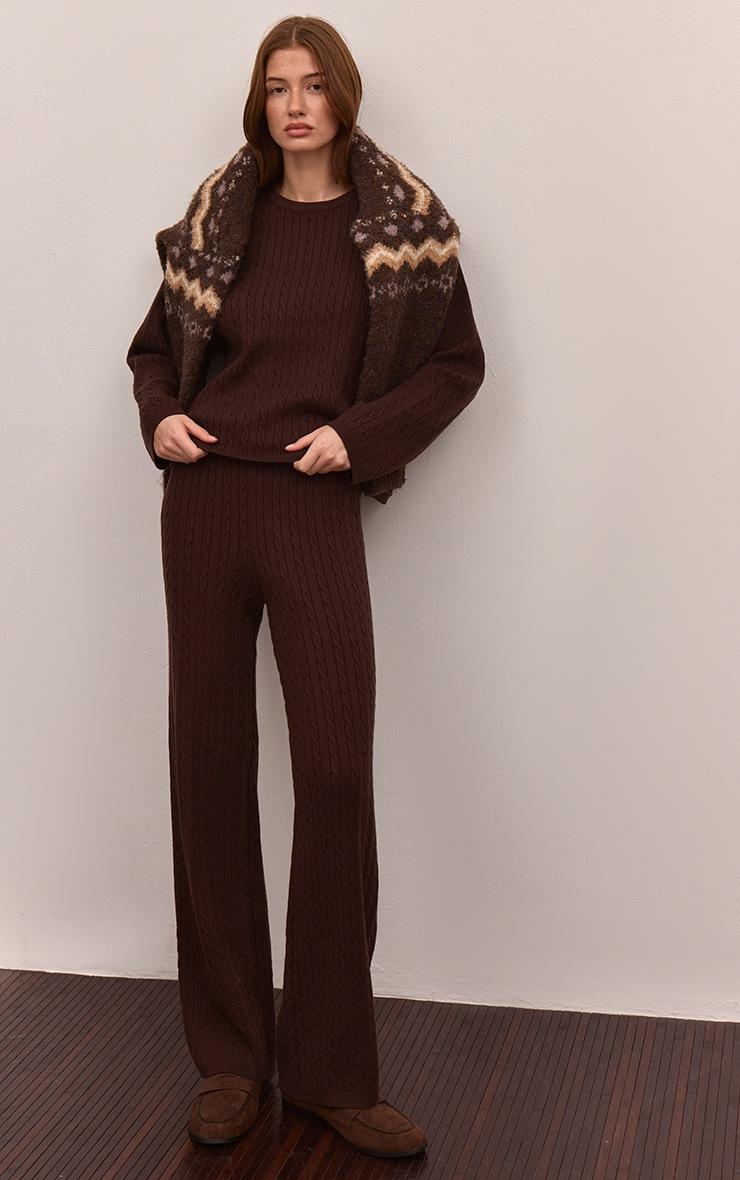 Pretty Little Thing Chocolate Baby Cable Knit Oversized Sweater