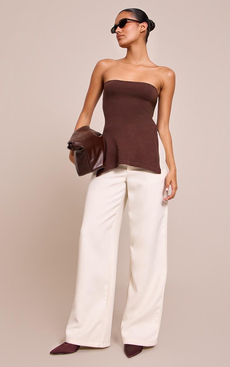 Pretty Little Thing Chocolate Bandeau Longline Knit Top