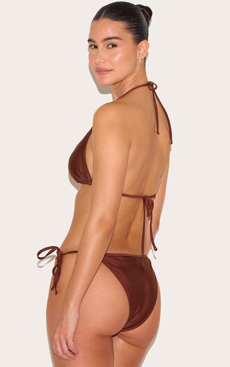 Pretty Little Thing Chocolate Basic Triangle And Tie Side Bikini Set