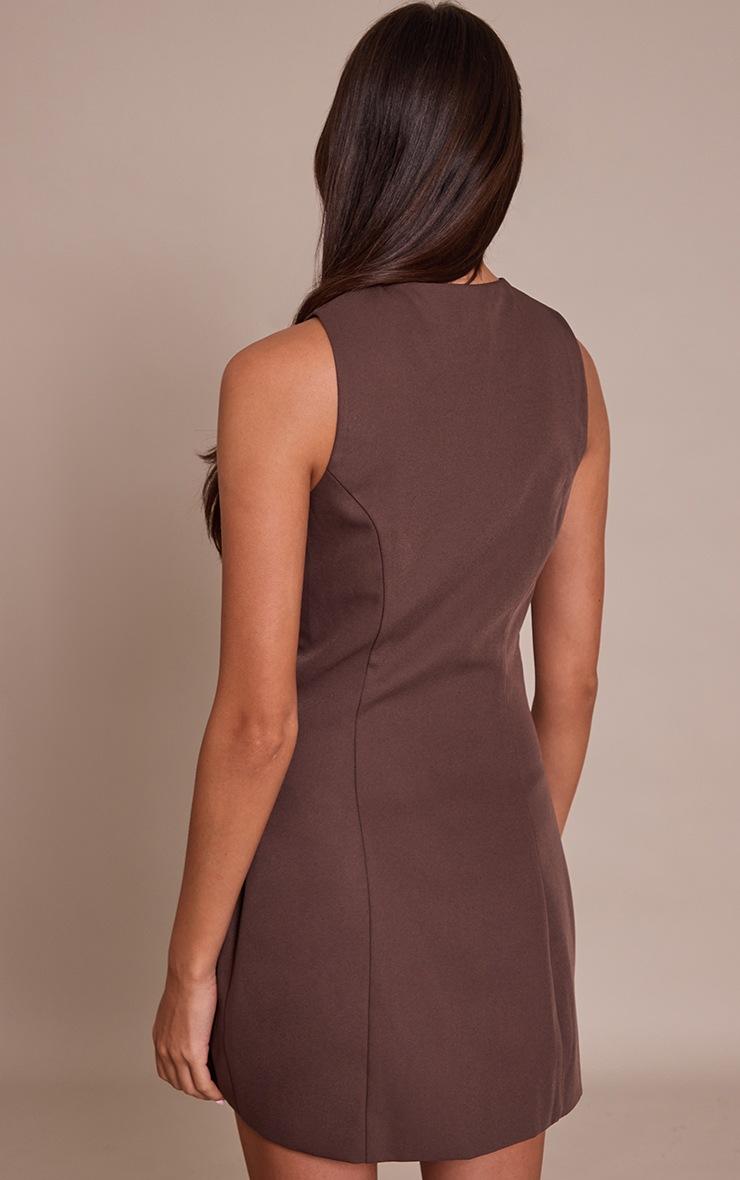 Pretty Little Thing Chocolate Boat Neck Button Down Bodycon Dress