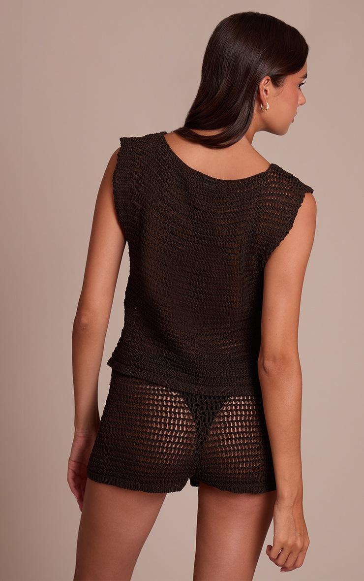 Pretty Little Thing Chocolate Boatneck Slouchy Knitted Top