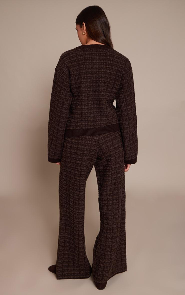 Pretty Little Thing Chocolate Boucle Knitted Wide Leg Pants