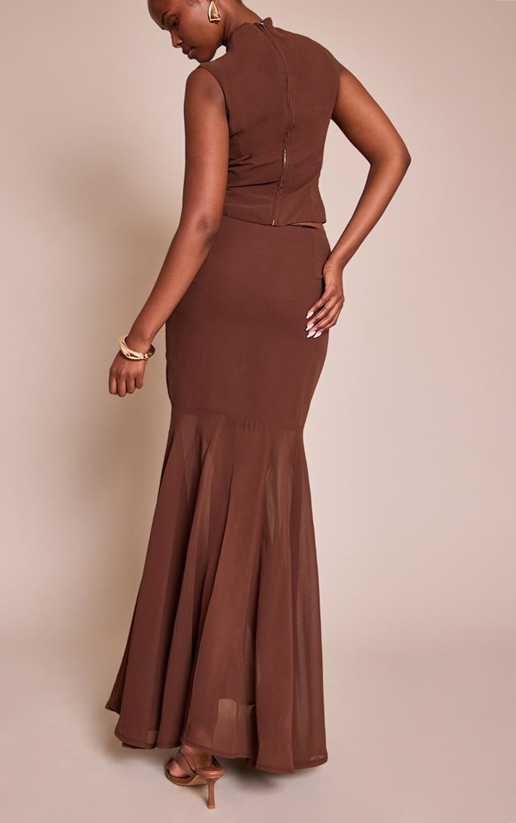 Pretty Little Thing Chocolate Brown Chiffon Fishtail Maxi Skirt