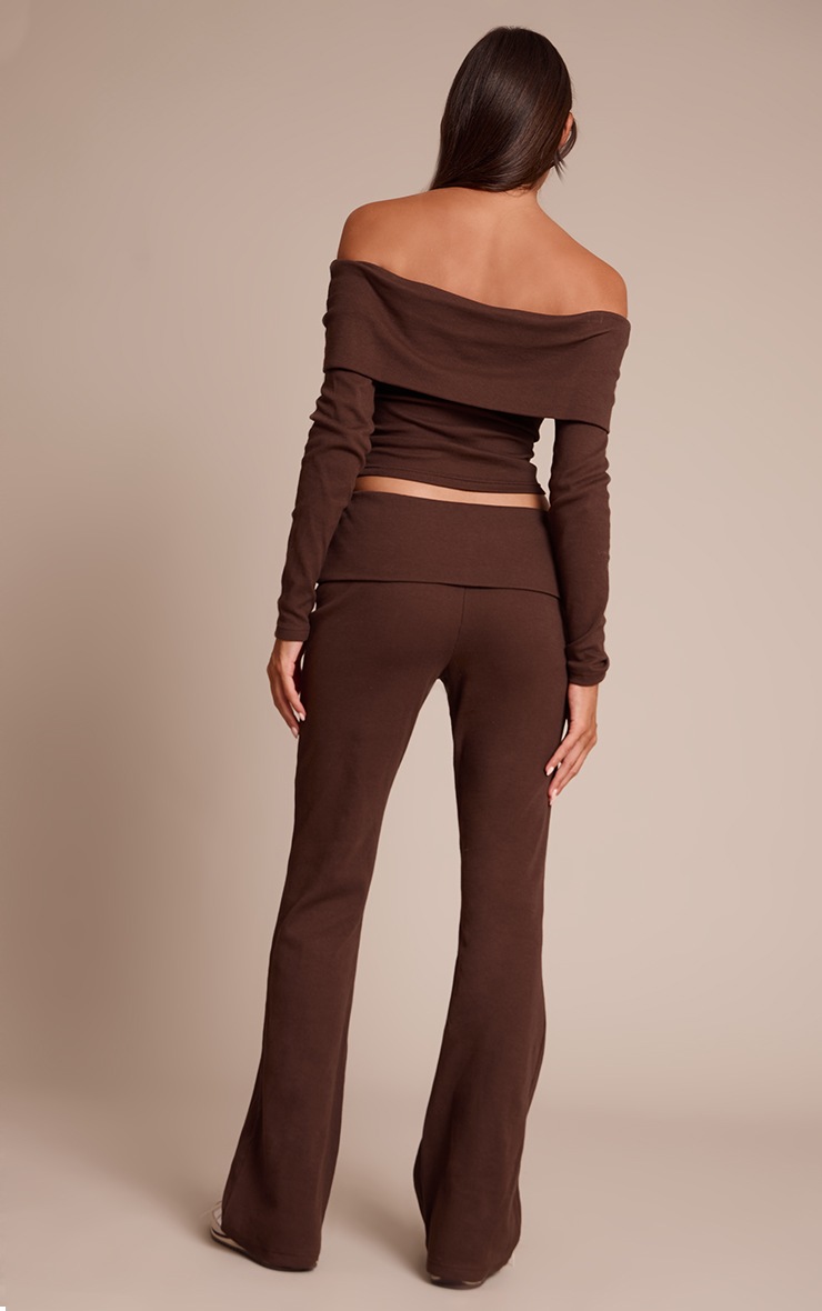 Pretty Little Thing Chocolate Brown Fold Over Straight Leg Pant