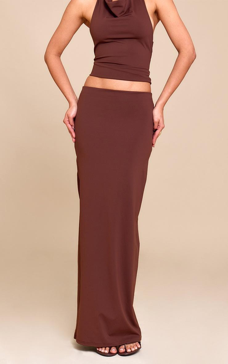 Pretty Little Thing Chocolate Brown Matte Sculpt Mid Rise Maxi Skirt