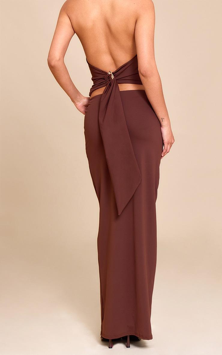 Pretty Little Thing Chocolate Brown Matte Sculpt Mid Rise Maxi Skirt