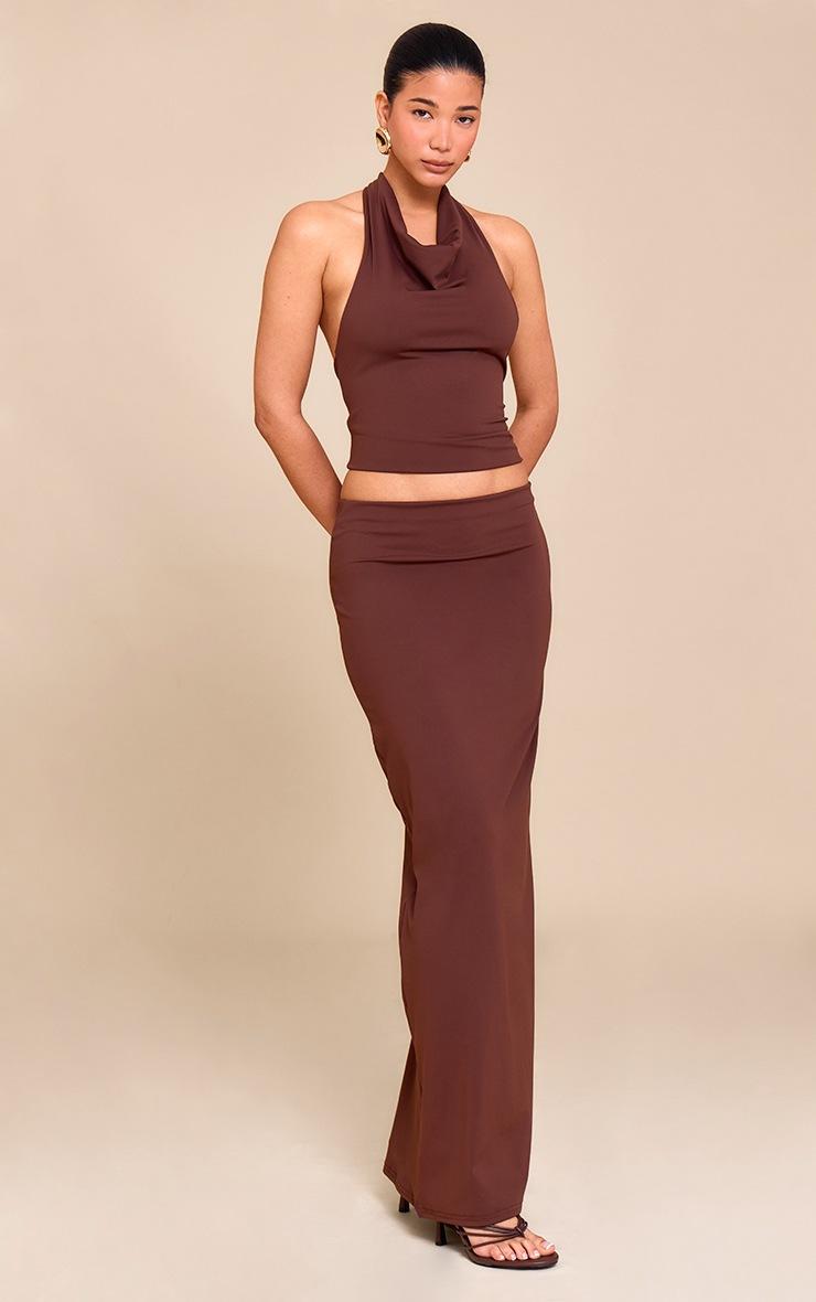 Pretty Little Thing Chocolate Brown Matte Sculpt Mid Rise Maxi Skirt