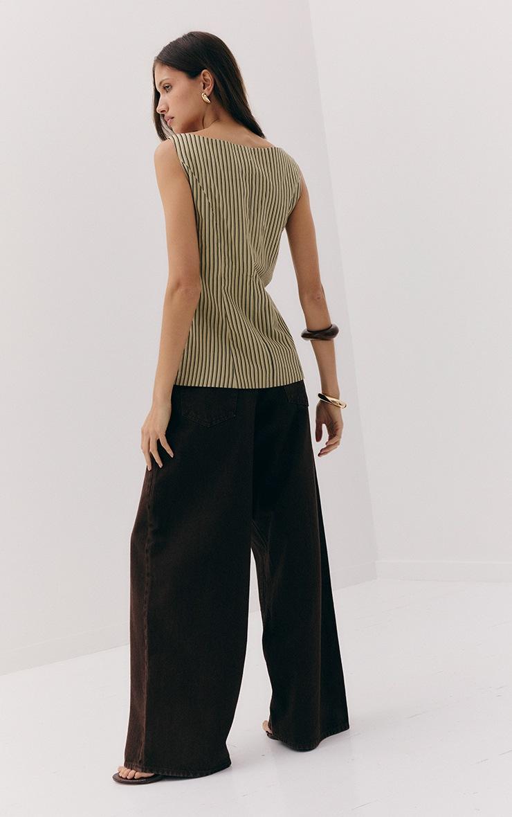 Pretty Little Thing Chocolate Brown Seam Detail Wide Leg Jean