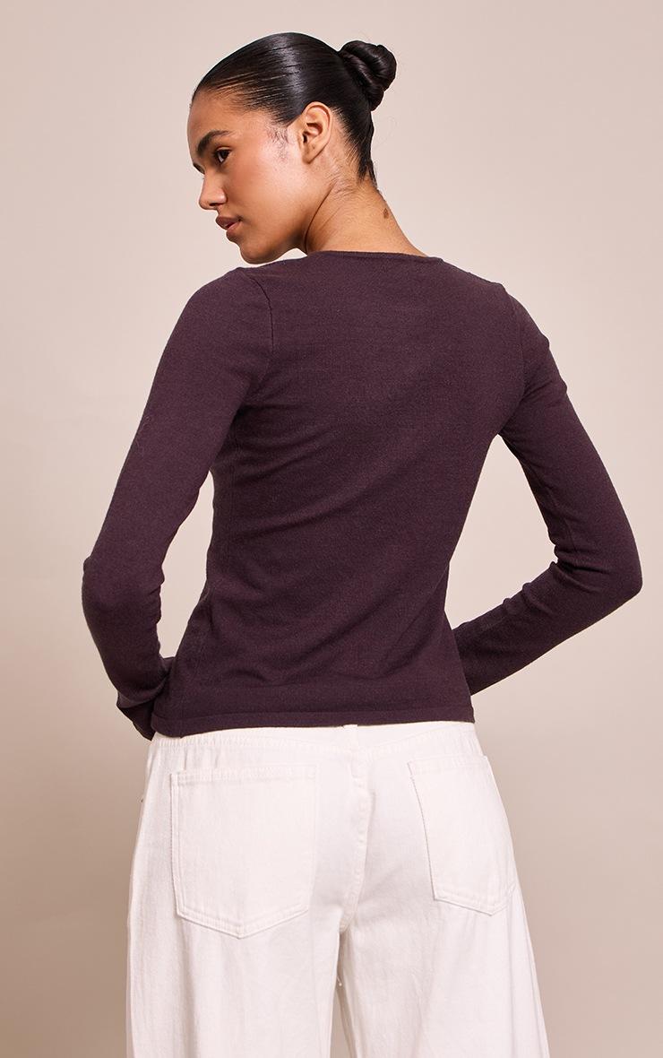 Pretty Little Thing Chocolate Button Through Fine Knit Cardigan