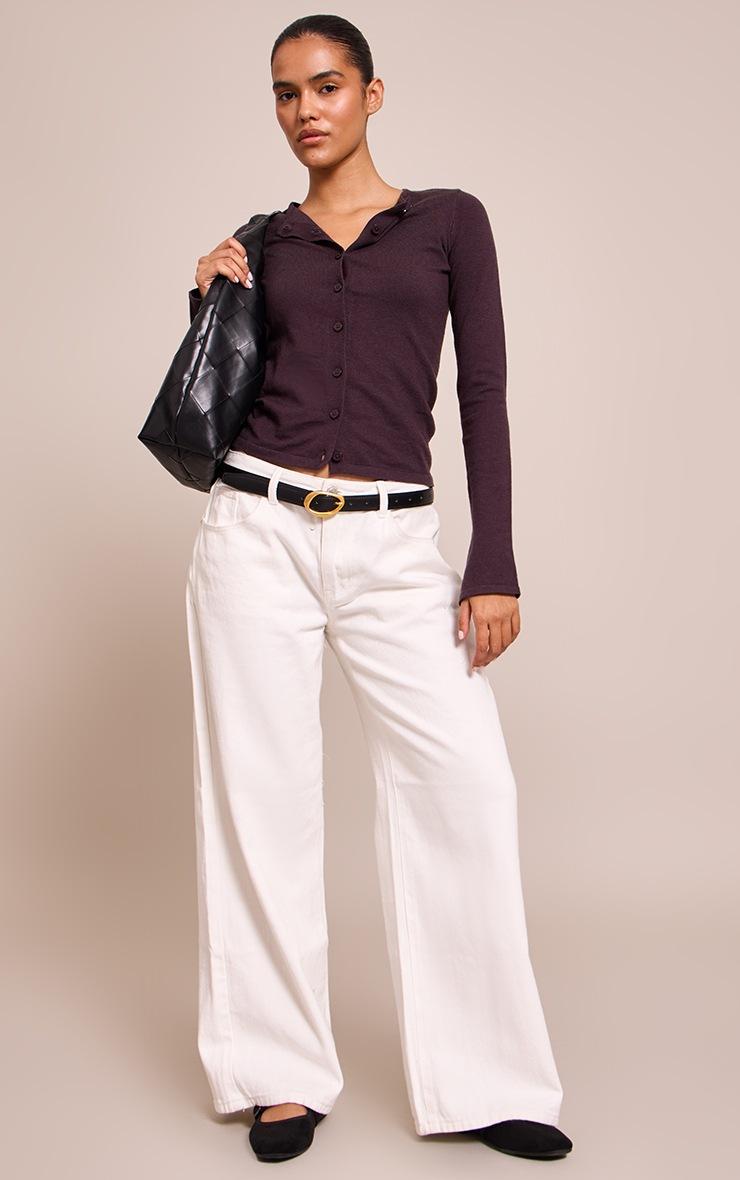 Pretty Little Thing Chocolate Button Through Fine Knit Cardigan