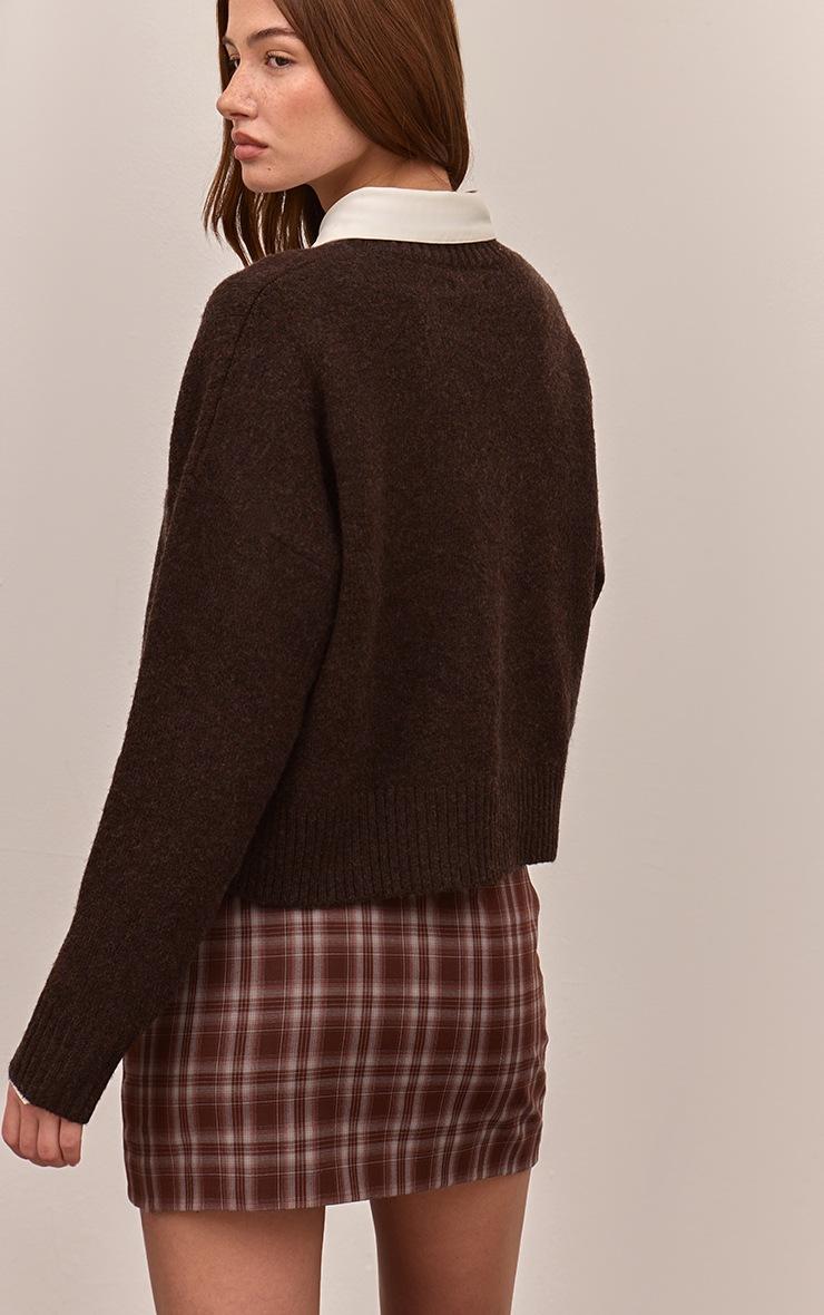 Pretty Little Thing Chocolate Check Woven A Line Mini Skirt