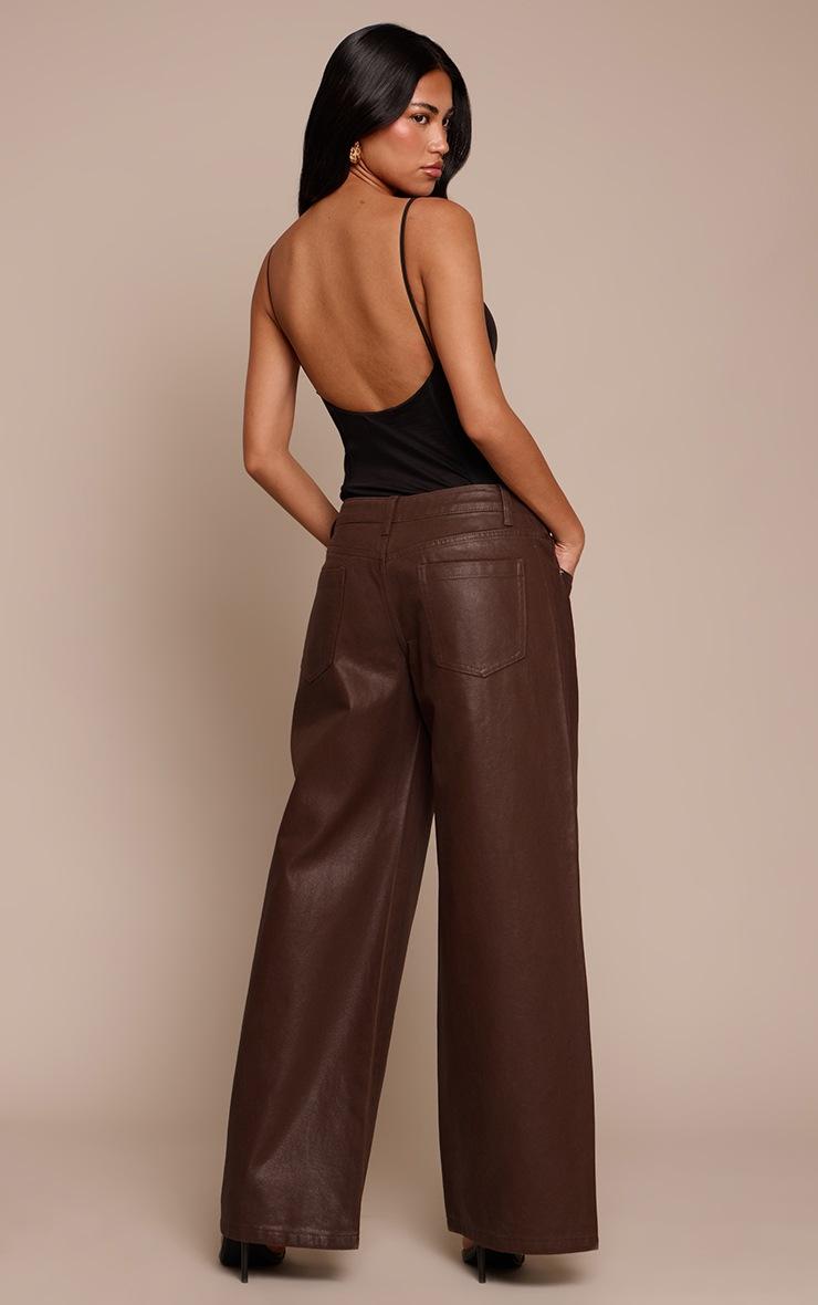 Pretty Little Thing Chocolate Coated Effect Wide Leg Jean