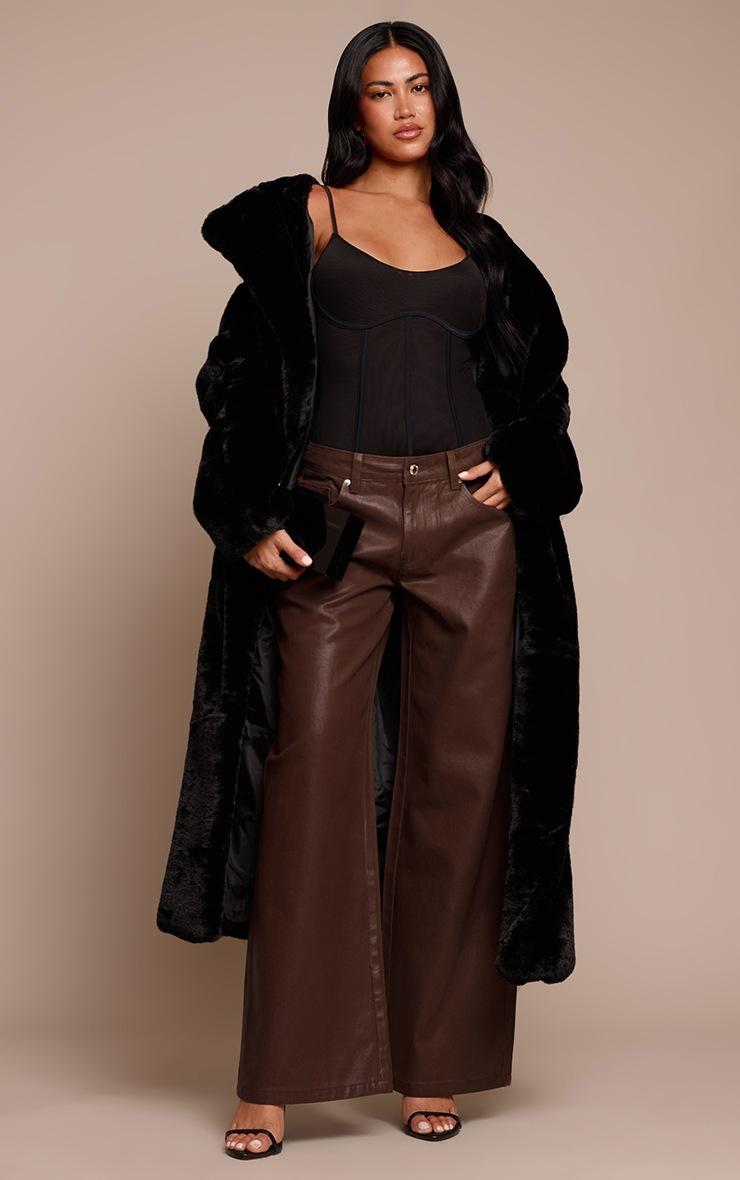 Pretty Little Thing Chocolate Coated Effect Wide Leg Jean