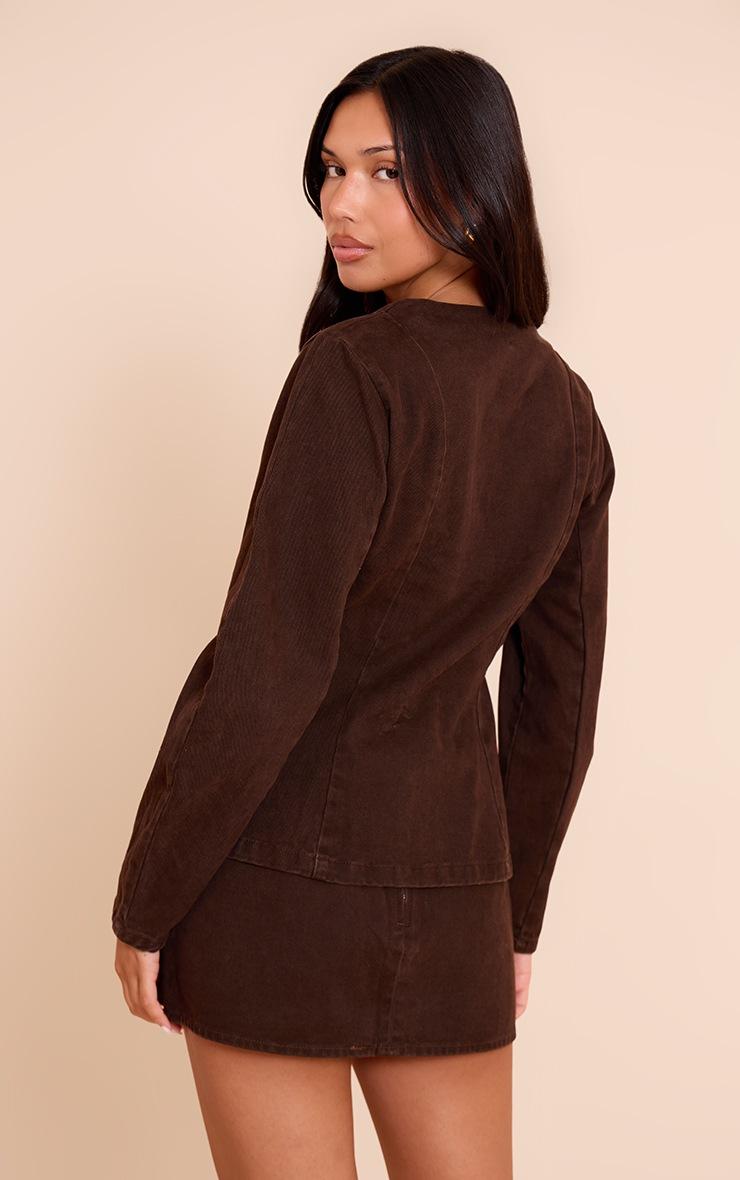 Pretty Little Thing Chocolate Cocoon Sleeve Denim Blazer
