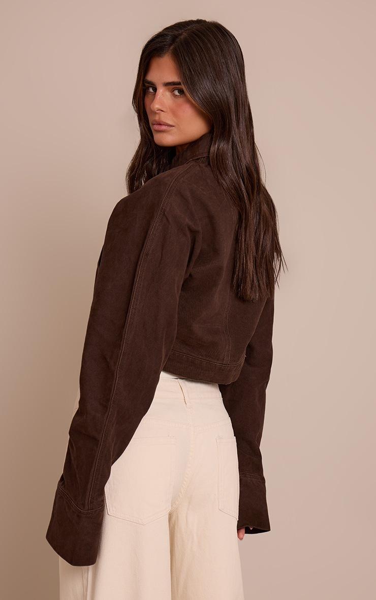 Pretty Little Thing Chocolate Concealed Placket Denim Jacket