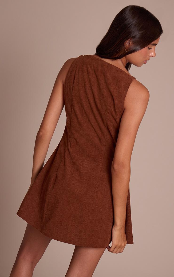 Pretty Little Thing Chocolate Cord Button Down Shift Dress