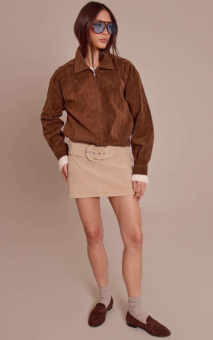 Pretty Little Thing Chocolate Croc Suede Bomber Jacket