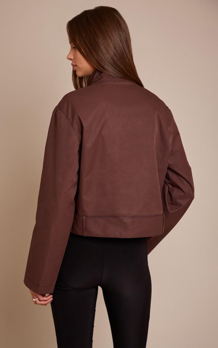Pretty Little Thing Chocolate Cropped Belted Biker Trench Coat